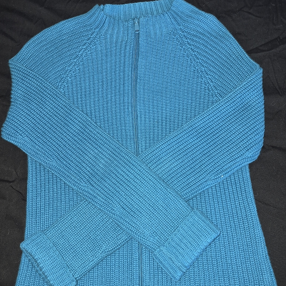 New York & Company Teal Zipper Cardigan